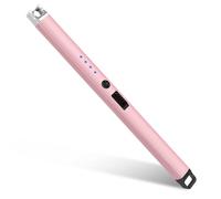 Aouply Candle Lighter, Rechargeable USB Electric Lighter, Windproof Flameless, LED Display, Battery Indicator for BBQ, Grill, Camping, Fireplace, Stove, Parties(Pink)