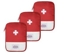 AOUTACC 3pcs First Aid Bag Empty,First Aid Kit with Zippered(Bag Only) | Sturdy First Responder Storage Medicine Emergency Pouch for Home Camping,Travel-Red
