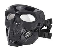 AOUTACC Airsoft Skull Mask,Adjustable Tactical Full Face Protective Masks for Cs Paintball Wargame Halloween Cosplay Costume Party (Black)