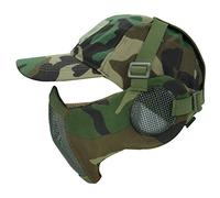 AOUTACC Airsoft Mesh Mask with Ear Protection and Adjustable Baseball Cap Set for CS/Hunting/Paintball/Shooting (WL)