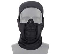 AOUTACC Balaclava Airsoft Mesh Mask, Ninja Style Full Face Protection Balaclava Hood with Mesh Mask for Cs War Game,Hunting,Paintball (Black)