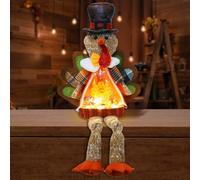 Aoutrow Lighted Christmas Doll, Plush Light Up Christmas Doll Toy Holiday Present, Battery Operated Xmas Gifts Winter Mantle Tabletop Decor (Brown Thanksgiving Turkey 16in)