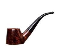 Aouuec Classic Wooden Tobacco Pipe, Dark Brown Curved Design