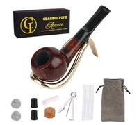 Aouuec Handmade Briar Wood Tobacco Pipe, Apple Shape,Complete Accessory Kit in Gift Box