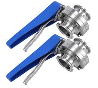 Aouwm 2X 1-1/2 Inch 38mm SS304 Stainless Steel Sanitary 1.5 Inch Tri Clamp Butterfly Valve Squeeze Trigger