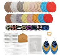 AOUXSEEM 321 Pcs Faux Leather Earrings Making Kit Full Set for Beginners, Contains 96 Pre Cut Evil Eye Earring Pieces with Hooks Jump Rings Opener Earring Display Cards and Self-Adhesive Bags