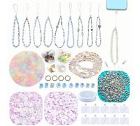 AOUXSEEM Beaded Mobile Phone Chains Making Kit, Can Make 10 Pcs Cell Phone Wrist Straps, Assorted Crystal Diamond/Butterfly/Metal/Round Beads for Girls DIY Handmade Gifts