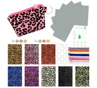 AOUXSEEM Small Pouch Zipper Bag Sewing Kit for Beginners Learning to Start Fabric Project, Coin Purses Pen Cases Making Kit DIY Crafts Supplies for Women Girls (leapard,8 Set,Coin Purse)