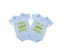 AOUYOA Baby Twins Bodysuits Two Peas In A Pod Newborn Clothes Infant Twin Romper Unisex Toddler Outfits(blue 6m)