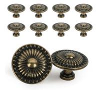 Aovanta 10Pcs Cabinet Knobs, Antique Bronzy Cabinet Handles, Round Knurled Wardrobe Knobs, Vintage Cupboard Handles with Screws for Drawer Dresser, Cupboard, Wardrobe, Vintage Brass