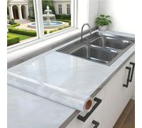 Aovanta 40cm x 10m Gloss Marble Vinyl Wrap for Furniture, Grey Worktop Vinyl Covering, Heat-Resistant Wrap Roll Self-Adhesive Furniture Sticker for Kitchen Worktops Countertops