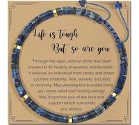 Aovanta Inspirational Healing Stone Bracelet for Women, Adjustable Natural Stone Beaded Bracelet with “Life is Tough But So Are You” Card, Encouragement, Friendship, Recovery