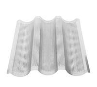 Aoveew Baguette Form Premium French Bread Baking Pan, 3 Slot Design for Easy DeForming, High Heat Transfer Efficiency, 430 Stainless Steel, Optimal for Home Baking