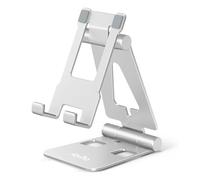 Aoviho Cell Phone Stand Holder - Adjustable Desk Phone Holder - Universal Foldable Moblie Phone Dock for iPhone 14 13 12 11 Pro Xs Max Xr X 8 7 6 5 5s SE All Phones (Silver)