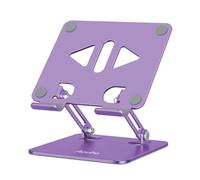 Aoviho Tablet Stand Holder for Desk, Adjustable Desktop Tablet Holder, Foldable Aluminum Tablet Mount for iPad pro 12.9, iPad Air Mini, Samsung Galaxy Tabs Z Fold Kindle Fire 4-12 inch Purple