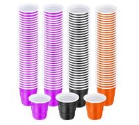 AOVNA 150pcs Halloween Plastic Shot Glasses Disposable 2oz Shot Cups Disposable Drinking Cups for Christmas Birthday Party Taste Serving Snacks Samples and Tastings