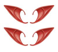 AOVNA 2 Pairs Fairy Pixie Ears 12cm Latex Elf Ears Red Soft Pointed Vampire Ears Anime Dress Up Accessories for Halloween Costume Cosplay Christmas Party