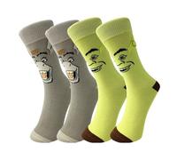 AOVNA 2 Pairs Green Monster Socks Breathable Fun Novelty Donkey Socks Halloween Big Face 3D Ears Character Design Sock