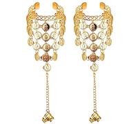 AOVNA 2 Pieces Golden Belly Dance Bracelet Golden Triangle Bracelet Bohemian Style Wrist Chain Bling Jewelry for Halloween Party Indian Dance Show