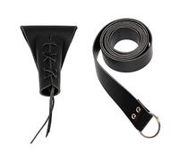 AOVNA 2 Pieces Medieval Costume Props Medieval Belt with Sword Holster Leather Sheath Straps Sword Dagger Frog Case (Black)