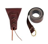 AOVNA 2 Pieces Medieval Costume Props Medieval Belt with Sword Holster Leather Sheath Straps Sword Dagger Frog Case (Brown)
