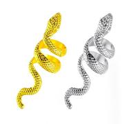 AOVNA 2 Pieces Snake Rings Gold Silver Vintage Snake Rings Halloween Accessory Adjustable Snake Rings Serpent Open Rings Punk Snake Rings
