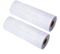 AOVNA 2 Rolls Poly Mesh Ribbon Rolls Metallic Foil Deco Poly Burlap Mesh Deco Mesh Rolls Wreath Making Ribbon for Christmas Holiday Crafts Bows Making (White)
