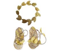 AOVNA 2Pcs Golden Sandals Accessory Gold Leaf Headband Halloween Greek Costume Accessory for Show Party Supplies