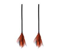 AOVNA 2Pcs Halloween Witch Brooms Kids Plastic Witch Broom Realistic Wizard Flying Broom Props Removable Cosplay Broom for Halloween Fancy Dress Costume Accessories (Orange)
