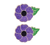 AOVNA 2Pcs Poppy Badges and Pins Purple Poppy Flower Lapel Pin Badge Hero for Veterans Memorial Day Gifts