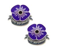 AOVNA 2pcs Purple Flower Pin Brooch Lest We Forget Tribute Badges Awareness Lapel Scarf Jacket Pin for Memorial Day Remembrance Sunday Unisex
