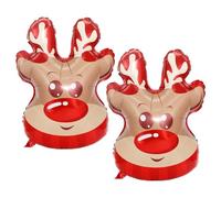 AOVNA 2pcs Reindeer Head Christmas Foil Balloon Festive Elk Head Balloons Foil Elk Decoration for Xmas New Year Party Decor