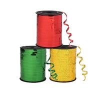 AOVNA 3 Rolls Christmas Curling Ribbon Metallic Balloon Ribbon Red Green Golden Gift Wrapping Ribbon for Decoration Craft Bouquet