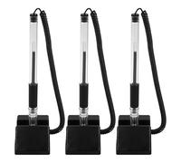 AOVNA 3pcs Secure Counter Pens Desktop Pens Black Reception Pen Black Ink Refills Adhesive Chain and Security Pen Holder for Bank Office Hospital School Writing Use