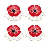 AOVNA 4pcs Memorial Day Red Flower Pins Let Us Not Forget The Veterans Day Memorial Day Brooch Red Enamel Flowers Brooch Gifts for Women Men