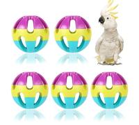 AOVNA 5pcs Multicolor Parrot Bell Ball Hollow Bird Bell Ball Plastic Bird Foraging Toy Colorful Ball with Bells Foot Toy for Parakeet Budgie Cockatiel Parrot