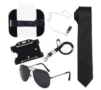 AOVNA 6 Pieces License Badge Holder Set Arm Badge Holder Black Matte Tie Lanyard Neck Strap ID Card Holder Glasses Interphone Headset Accessories for Security Staff