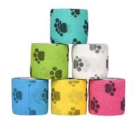 AOVNA 6 Rolls Pet Vet Wrap Pet Vet Bandage Self Adhesive Cohesive Pet Bandage Dog Paw Pattern Bandage for Wrist Ankle Sprains Swelling