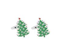 AOVNA Christmas Tree Cufflinks Green Color Design Cufflinks Novelty Jewelry Gift for Women Men Festive Clothing Accessory