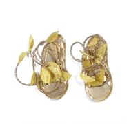 AOVNA Cleopatra Roman Sandals Grecian Lace Up Sandals with Gold Leaf Ancient Greek Dress Up Accessories for Girls Fancy Dress
