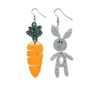 AOVNA Easter Asymmetric Rabbit Carrot Acrylic Dangle Earrings Cute Cartoon Bunny Earrings Personalized Colorful Jewelry Happy Easter Gifts
