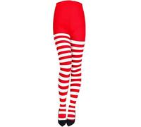 AOVNA Halloween Striped Tights Women’s Opaque Fancy Dress Tights (Red and White)