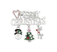 AOVNA Merry Christmas Brooch Snowman Christmas Tree Elk Charms Drop Brooches Holiday Party Gift for Women Ladies