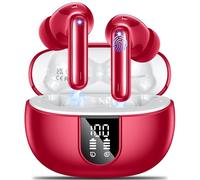 AOVOCE Wireless Earbuds,Wireless Headphones Bluetooth 5.3 Headphones in Ear with 4 ENC Call Noise Cancelling Mics HiFi Stereo Mini Ear Buds 42H Playtime LED Display Earphones IP6 Waterproof Red