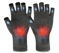 AovYoo 1 Pair Fingerless Arthritis Compression Gloves Raynauds Gloves Rheumatoid Osteoarthritis Wrist Supports -Hand Pain Relief (L, Grey)