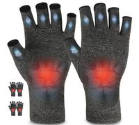 AovYoo 2 Pairs Fingerless Arthritis Compression Gloves Raynauds Gloves Rheumatoid Osteoarthritis Wrist Supports -Hand Pain Relief (S, Grey)