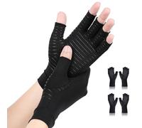 AovYoo Copper Arthritis Compression Gloves Fingerless Support (XL, 2 Pairs)