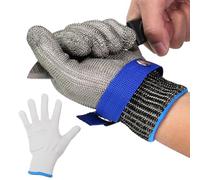 AovYoo Level 5 Cut Resistant Gloves, Men Protective Safty Work Gloves Chain Mail Gloves Kitchen Mechanics Heavy Duty Butcher Gloves Meat Cutting, Oyster Shucking, Mandolin Slicing (XL)