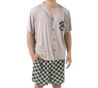 AovYoo Mens Pyjamas Set Modal for Men Summer Cooling Pjs Short Sleeve Sleepwear Nightwear Lightweight Dry Soft Sleep Set With Pocket (UK, Alpha, M, Regular, Regular, Green)