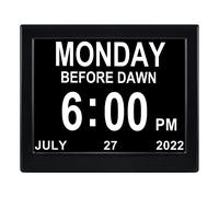 Aowasi 8 Inch Digital Day Clock Non-Abbreviations Day and Date Dementia Vision Impaired Calendar Clocks Perfect for Seniors Elderly Black